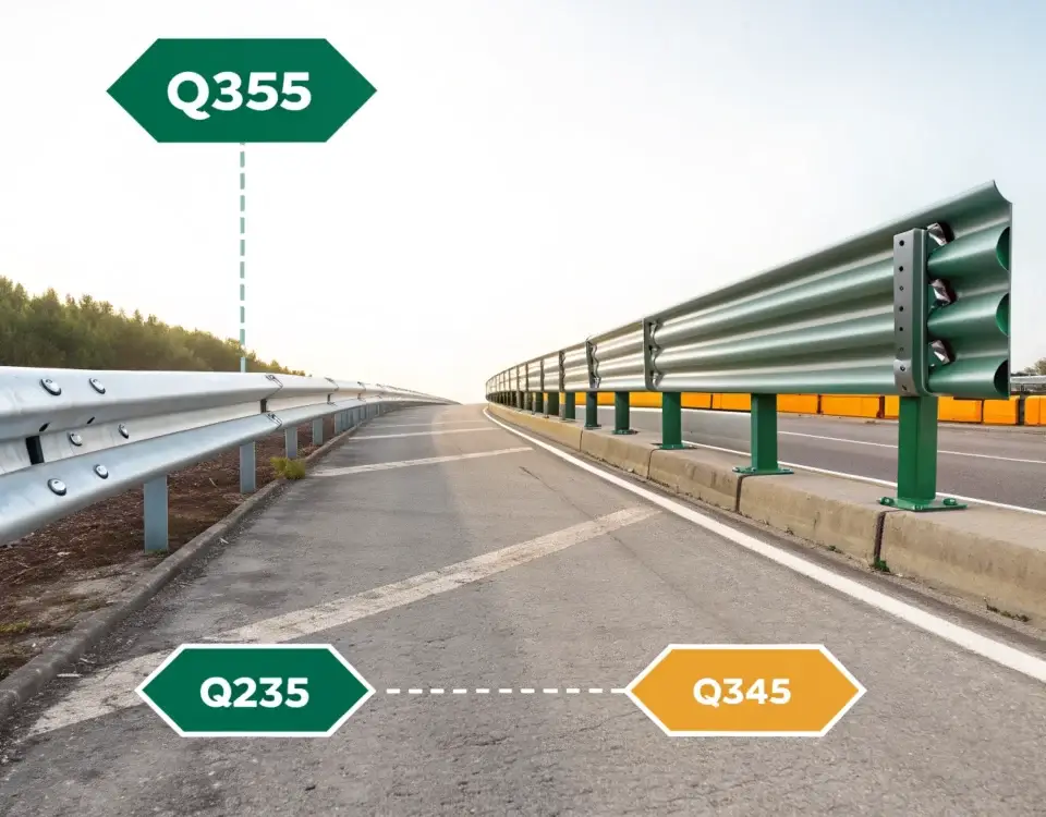Q235 vs Q345 vs Q355 steel grade comparison for highway guardrail