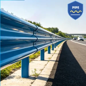 Powder-coated highway guardrail