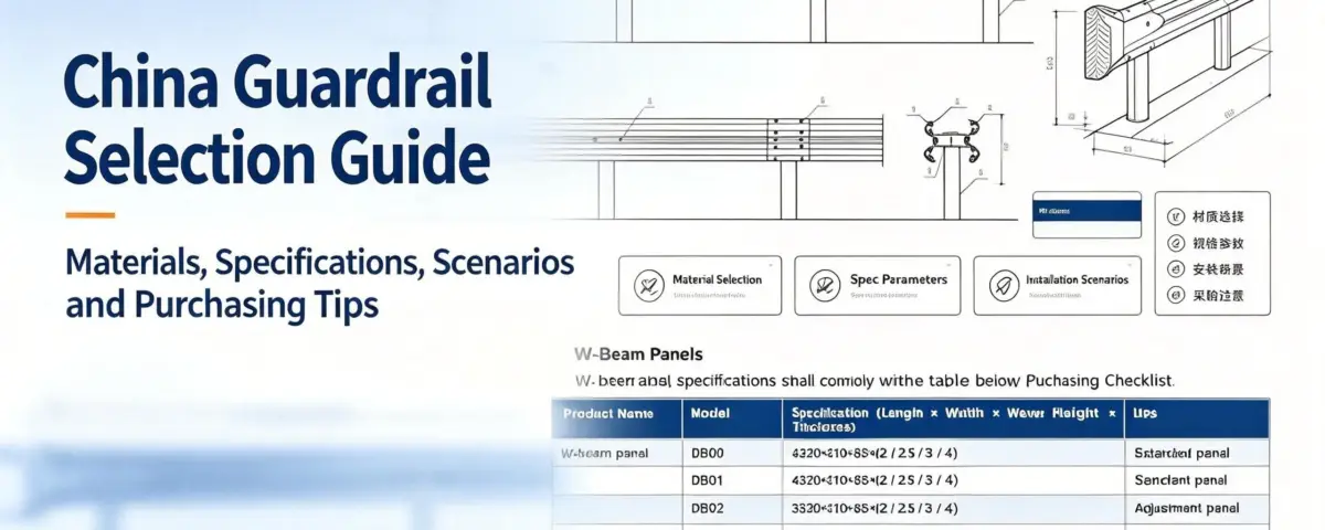 Chinese highway guardrail specifications guide with W-beam and Thrie-beam technical drawings