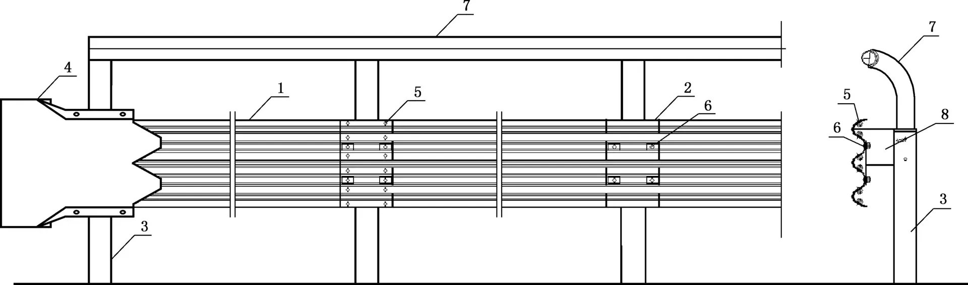 Thrie-beam guardrail