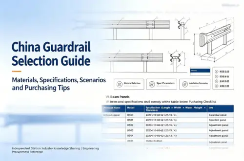 Chinese highway guardrail specifications guide with W-beam and Thrie-beam technical drawings