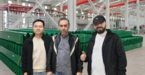 Turkmenistan customer visiting the highway guardrail manufacturing facility with the China Guardrail team